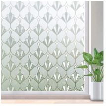 Film pour Vitre Electrostatique, Film Fenetre Anti Regard Occultant Fenêtre Non Adhésif Reutilisable Dépoli Opaque Motif Fleur, Bureau Maison Salle