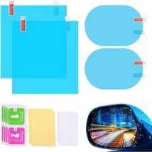 Films pour rétroviseur de voiture, 4 pièces, Anti-pluie, brouillard, étanche, pet transparent, accessoires (2 ovales + 2 carrés)