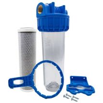 Porte filtre à eau 9'3/4 - 26/34M - 2 en 1 - Filtration 10 microns et Filtre à charbon actif