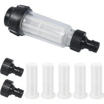 Filtre à eau avec Insert de Filtre, 8 Pcs Filtre pour Nettoyeur Filtre Tuyau Arrosage avec Raccord d'eau 3/4" pour Tous les Nettoyeurs Haute Pression