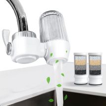 Filtre à eau d'évier avec 2 filtres de remplacement, filtre à eau de robinet, purificateur d'eau, système de filtration d'eau, réduit le chlore et