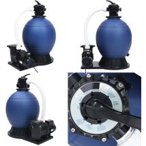 Filtre à sable avec vanne 7 voies et pompe 1000 w Bleu et noir - pompe de filtre à sable - pompes de filtre à sable - Home & Living
