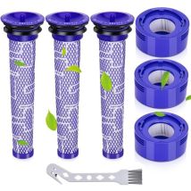 Filtre Aspirateur Sans Fil Dyson V7/v8 – Kit Complet Avec 3 Pré-filtres, 3 Post-filtres Hepa Et Brosse De Nettoyage – Matériaux Haute Résistance