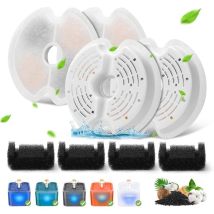 Filtre Fontaine Eau Chat, 4 Pièces De Filtre De Rechange Pour Fontaine Pour Chat 67oz/2l Avec Éclairage Nocturne Led, 4 Filtres Avec Charbon Actif & 4