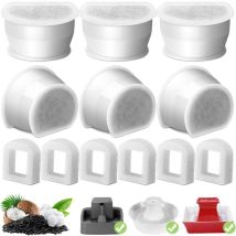 Filtre Fontaine Eau Chat, Lot de 6 Filtre au Charbon de Rechange pour Fontaine à Eau pour Animaux 7,5L/3,7L/1,8L en Céramique Avalon et Pagoda,