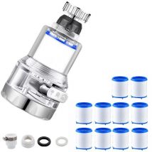 Kinsi - Filtre Robinet, 360° Rotatif Filtre Anti Calcaire, Filtre Eau Robinet avec 9 Pièces Cartouche