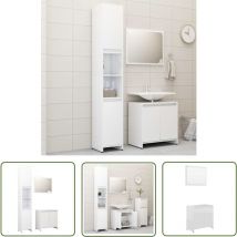 Nova - The Living Store 3-tlg. Badmöbel-Set Hochglanz-Weiß Holzwerkstoff - Badmöbel-Set - Badezimmermöbel - Hochglanz Weiß - Holzwerkstoff