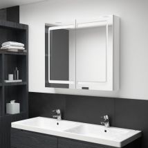 Fimei - Armoire de salle de bain à miroir led Blanc brillant 80x12x68cm