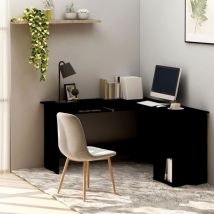 Sweiko - fimei Bureau d'angle en forme de l Noir 120x140x75 cm Aggloméré