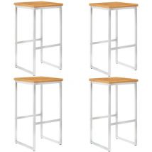 Fimei - Chaises de bar 4 pcs Bois d'acacia solide et acier inoxydable