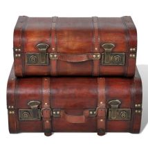 Coffre de rangement vintage Bois Marron 2 pcs - Fimei
