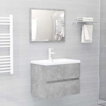 Fimei - Ensemble de meubles de salle de bain Gris béton Aggloméré