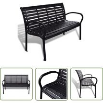 Rtgpt - The Living Store Gartenbank 125 cm Stahl und wpc Schwarz - Gartenzubehör - Gartenbank - Outdoor Möbel - Terrasse - Balkon