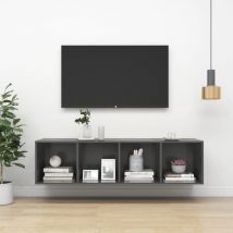 Fimei - Meuble tv mural Gris brillant 37x37x142,5 cm Aggloméré