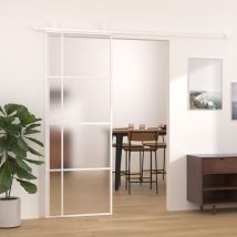 FIMEI Porte coulissante Verre ESG dépoli et aluminium 76x205 cm Blanc