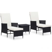 Salon de jardin 3 pcs avec coussins Résine tressée Noir - Fimei