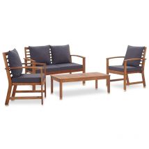 Salon de jardin 4 pcs avec coussins Bois d'acacia solide - Fimei