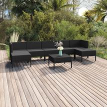 Salon de jardin 8 pcs avec coussins Résine tressée Noir - Fimei