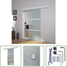 Fimei - The Living Store Schiebetür Glas und Aluminium 178 cm Silbern - Glasschiebetür - Schiebetüre - Raumteiler - Aluminiumtür - Gläserne Tür