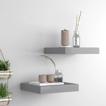 FIMEI Étagères murales flottantes 2 pcs Gris 23x23,5x3,8 cm MDF