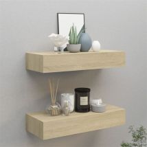 Tagères à tiroirs murales 2 pcs Chêne 60x23,5x10 cm mdf - Fimei