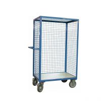 Chariot de manutention grillagé 3 cotés et toit - plateau 1000x700mm - 880005306