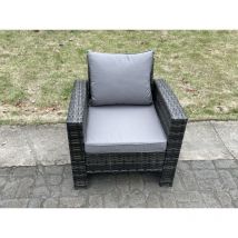 Dossier haut Ensemble de meubles de jardin en rotin im Freien Einzelsofa Fauteuil Terrassenmöbel ave Coussin - Fimous