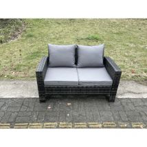 Dossier haut Rattan Canapé 2 places Double siège Canapé d'amour Mobilier de jardin extérieur ave Coussin - Fimous