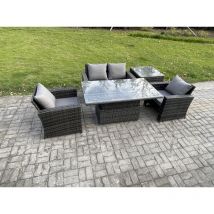 Ensemble de meubles de jardin en rotin Essgruppe Lounge Esstisch ave Sofa Table d'appoint Gris foncé - Fimous