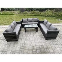 Extérieur 3 pc trois places canapé meubles de jardin en rotin salon canapé ensemble avec Table basse rectagulaire - Fimous