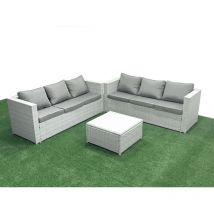 Gartenmöbel im Freien Polyrattan 6-Sitzer Rattan Garten Sofa Set Hellgrau gemischt - Fimous