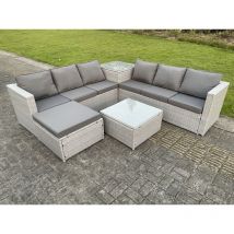 Meubles de Jardin en rotin mit Canapé ,Table basse Carrée Table d'appoint Tabourets Gris Clair - Fimous