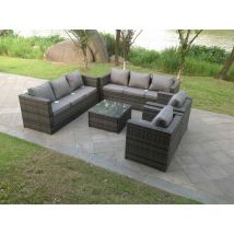 Poly Rattan Gartenlounge Sofa Set Balkonmöbel Set 8-sitzer Gartenmöbel Set Sitzgruppe Aus Gartensofa,sessel,hocker Dunkelgrau Gemischt - Fimous