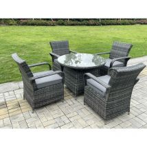 Rattan meubles de jardin table à manger et chaises Wicker patio Outdoor 4 chaises plus table ronde moyenne - Fimous