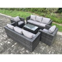 Ensemble de meubles de jardin en rotin avec 2 Fauteuils Table basse Mélange gris foncé - Fimous