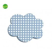 Asupermall – Finale modello nuvola in legno azzurro con pois bianchi – 1 pezzo – Materiale: Legno
