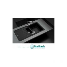 Quellmalz - fine art- Granitspüle Victory 1000x500 schwarz für 60er Unterschrank mit Drehexcenter