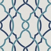 YÖL - Fine Decor Geometrie Iron Work Sausalito Lattice Wallpaper Navy