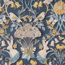 Fine Decor - Navy Rabbit Butterfly Luxury Woodland Paste The Paper Wallpaper