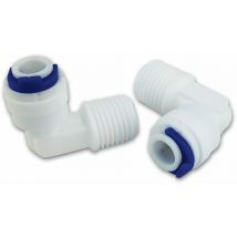 Finerfilters - 1/4 Male x 1/4 Push Fit Plastic Elbow Fittings (Pack of 2 Fittings)