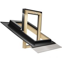 Finestre da tetto, Lucernario Linea Habitat con apertura Bilico in alluminio, Vetrata basso emissivo Certificata, Interno Legno Abete, Apertura a 130