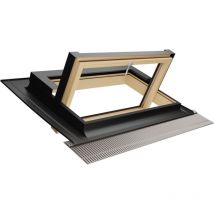 Finestre da tetto, Lucernario Linea Habitat con apertura Bilico in alluminio, Vetrata basso emissivo Certificata, Interno Legno Abete, Apertura a 130