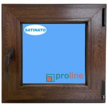 Eco-blu - Finestra in pvc L500 mm x H500 mm Noce, Oscillo-battente apertura a destra vetro satinato