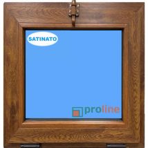 Eco-blu - Finestra in pvc L500 mm x H500 mm Rovere Dorato, a Vasistas Vetro Satinato