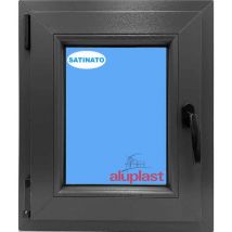Eco-blu - Finestra in pvc L500 mm x H600 mm Antracite, Oscillo-battente Apertura Sinistra Vetro Satinato