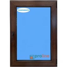 Eco-blu - Finestra in pvc L700 mm x H1000 mm Noce, Oscillo-battente apertura a destra vetro trasparente