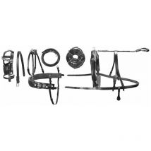 JM - Finimento completo da pariglia Luxury in cuoio con fibbiera inox per cavalli pesanti: cob, Nero