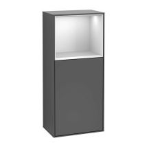 Villeroy&boch - Finion, Armarios laterales, 418 x 936 x 270 mm, Angular, con estantería (iluminada), modelo suspendido, En madera, iluminación led,