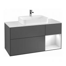 Villeroy&boch - Finion, Muebles de baño, 1200 x 603 x 501 mm, Angular, con estantería (iluminada), modelo suspendido, De madera, lavabo en el medio,
