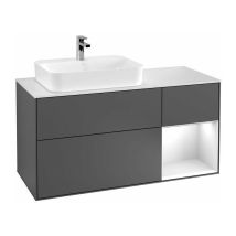 Villeroy&boch - Finion, Muebles de baño, 1200 x 603 x 501 mm, Angular, con estantería (iluminada), modelo suspendido, En madera, lavabo a la